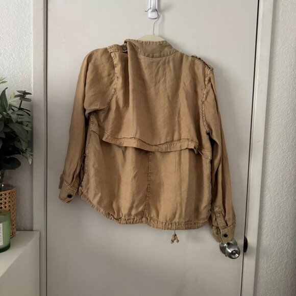 🦋 RAILS Collins Utility Military Linen Blend Zip Up Jacket Toffee Tan Medium - Picture 8 of 8